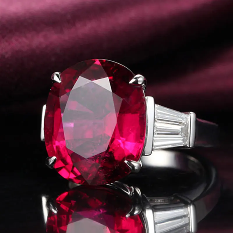 Женское кольцо из серебра 925 пробы с овальной Красной шпинелью|ring for|rings for womenring women