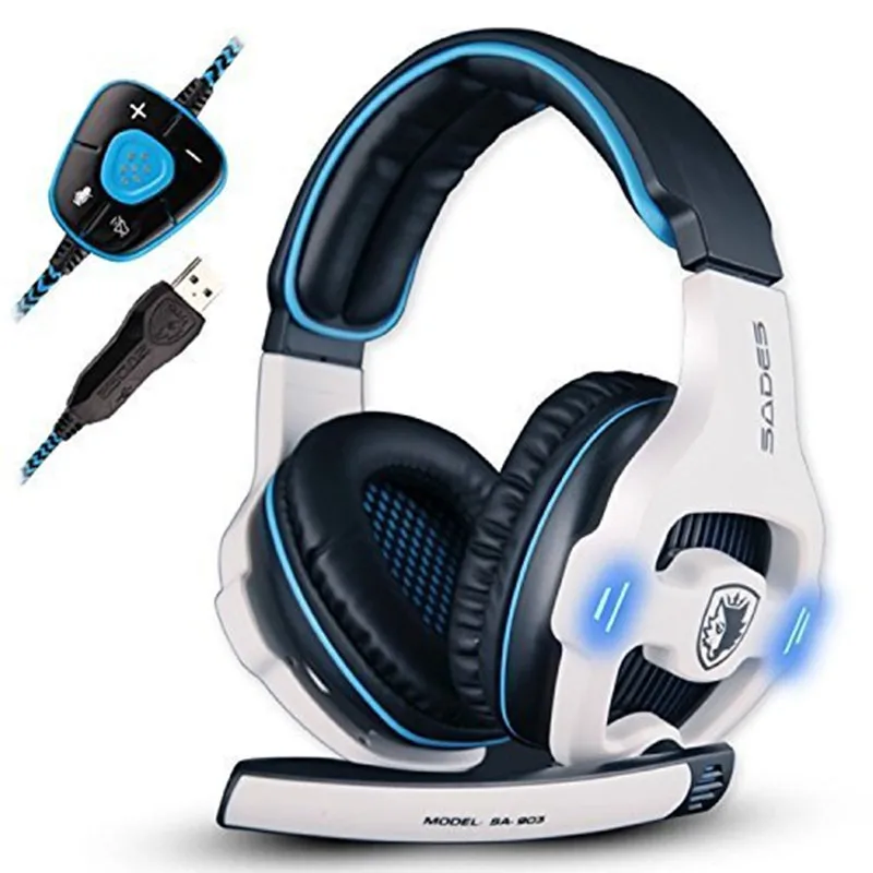 Sades SA 903 7 1 объемный звук канал USB игровая гарнитура проводные наушники с