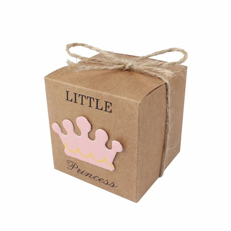 5pcs Cute Princess Prince Kraft Candy Bag Gift Box Gender Reveal Baby Shower boy girl 1st first Birthday Party Decoration favor images - 6