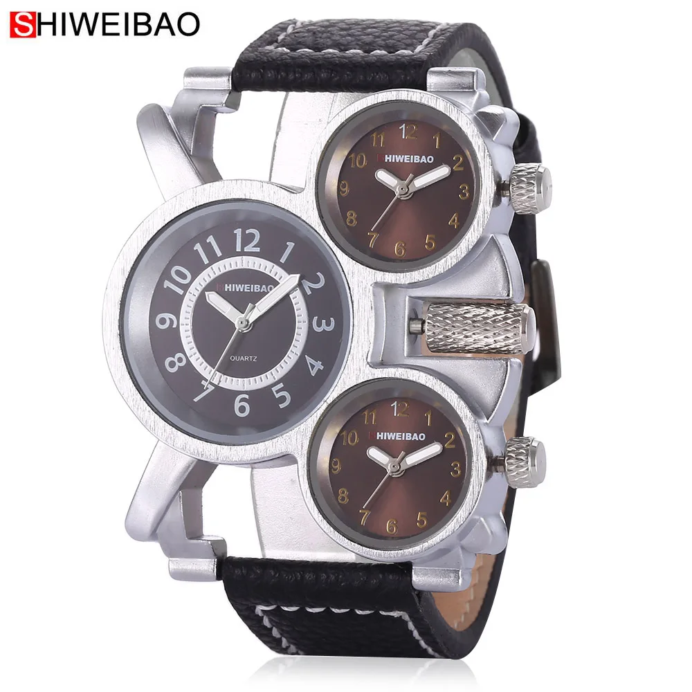 

Shiweibao new Watches Men Watch Luxury Brand Casual Quartz Wristwatches Four Time Zones Military Relogio Masculino Clock Male