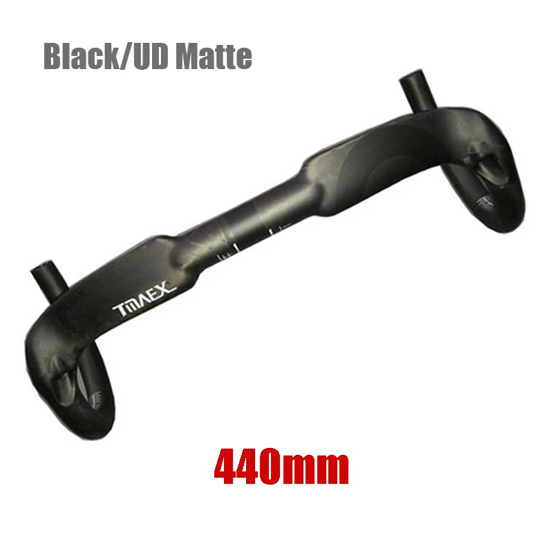 Black 440mm TMAEX руль для велосипеда, углеродный руль для шоссейного велосипеда, углеродный руль для велосипеда, запчасти для шоссейного велосипеда, изогнутый руль - Цвет: Black 440mm