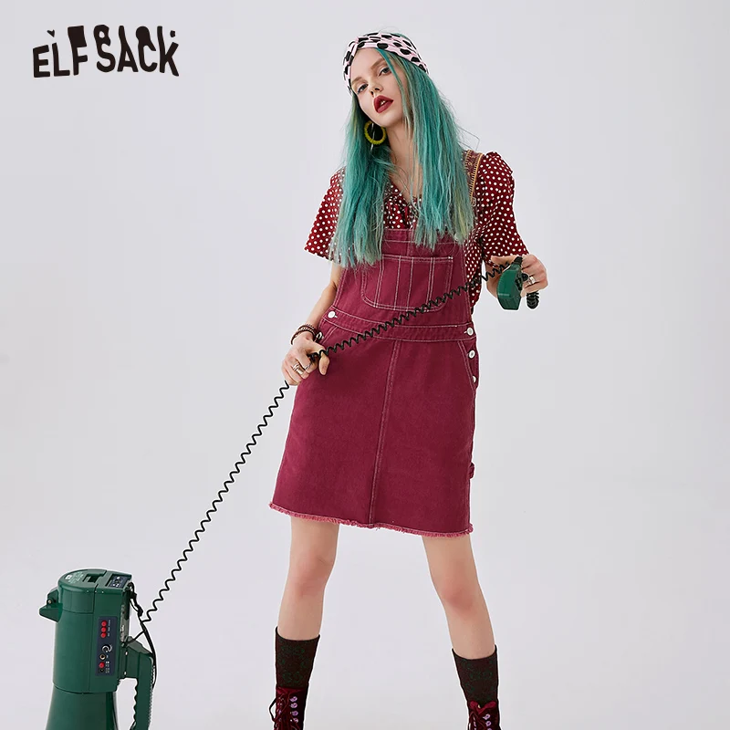 Женское джинсовое платье из хлопка ELF SACK белые дамские платья А силуэта без