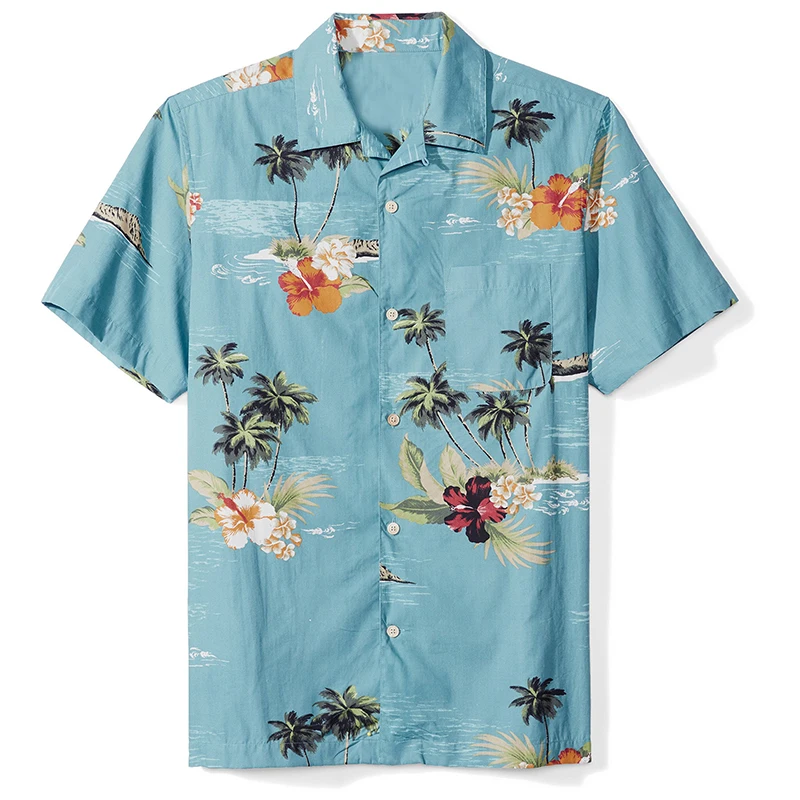 

Sea Print Shirts Men USA size Loose Casual Beaside Play Beach Hawaiian Shirts for men Summer 2020 Short Sleeve chemise homme