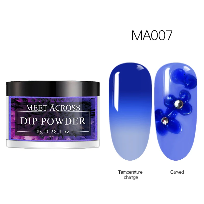 MEET ACROSS 8g Thermal Color Changing Dipping Nail Powder Temperature Change Acrylic Glitter Dust Pigment Natural Dry Decoration - Цвет: AS04105