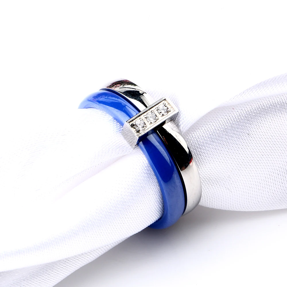 Горячие Элегантные голубые керамические кольца для женщин двухслойные из