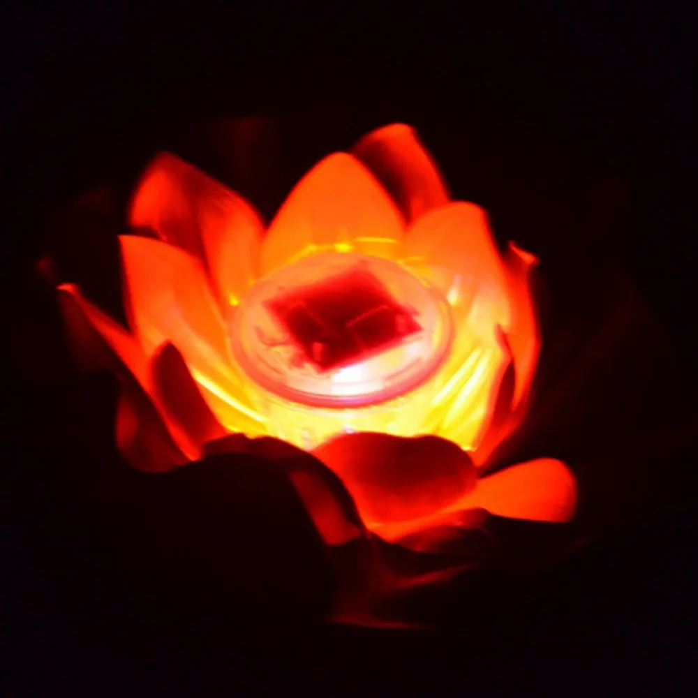 Сад бассейн Солнечный свет разноцветный сад плавающий Лотос Ночной цветок лампы