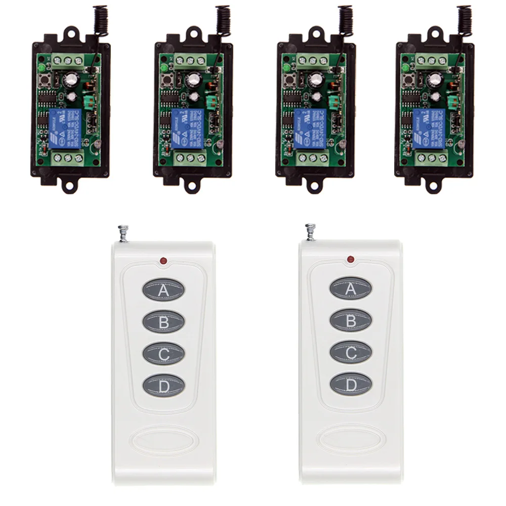 

1000m DC 9V 12V 24V 1 CH 1CH RF Wireless Remote Control Lamp Car Door Switch System,4CH Transmitter + Receiver