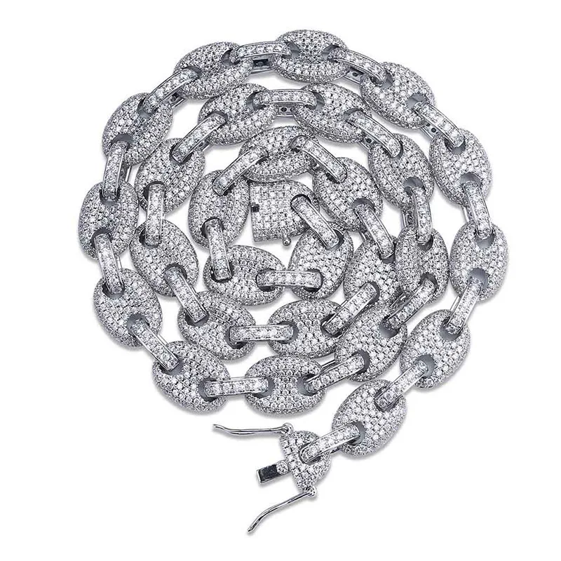 Золотая цепочка для мужчин Iced Out кубинская цепь Роскошные хип хоп ювелирные изделия хипстер мужские фианиты цепи ожерелье