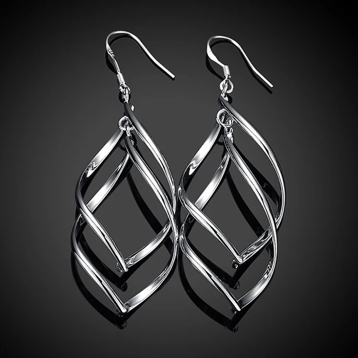 FANALA Earrings Women Hollow Leaf Dangle Drop Silver Plated Hook Earring for Party Jewelry pendientes oorbellen | Украшения и