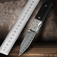 free shipping sharp damascus steel imports blacksmithing camping tool folding knife wood handle outdoor self defense knife