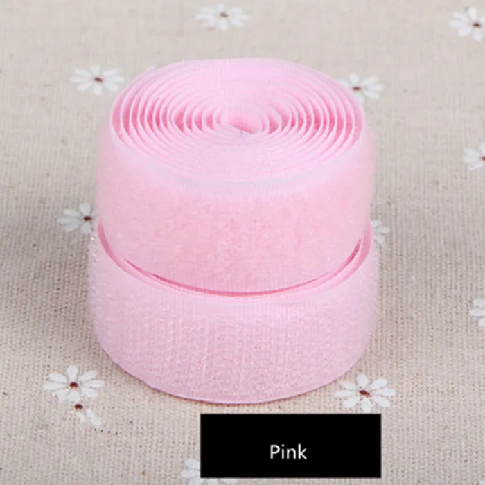 Pink Kuke 100*2 см DIY Цветная Клейкая Лента для крючков и петель швейные инструменты одежда Волшебная наклейка двойной замок лента без клея 1 пара - Цвет: Pink