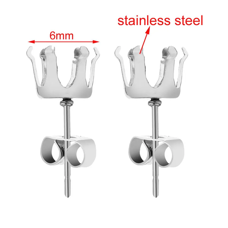 Новый Стиль Круглый Стад основы для серег необычных камней кристаллы 4 мм/6 мм/8 мм