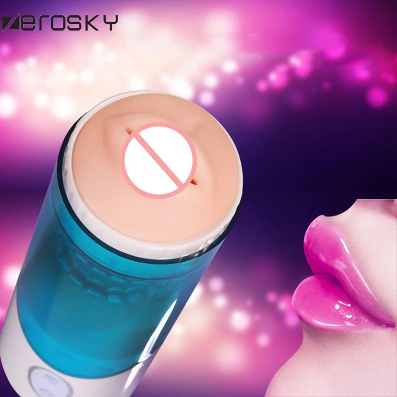 Zerosky Automatic Male Masturbator Pussy Cup Realistic Adjustable Vagina Multiple Vibration Real Adult Sex Toys for Men | Красота и