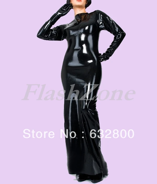 Модное Длинное латексное платье + съемные перчатки|glove picture|dress waterglove photo |