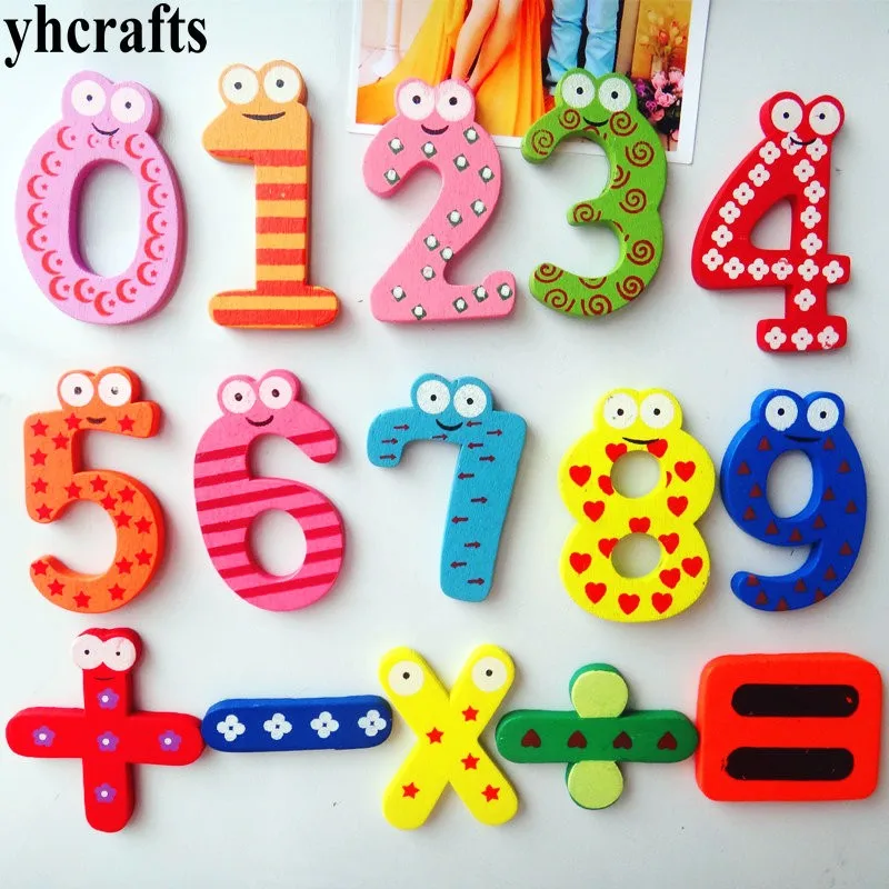 

15PCS/LOT.0-9 numbers math symbol wood fridge magnet Early learning educational toys Math number learning Teach your own Self
