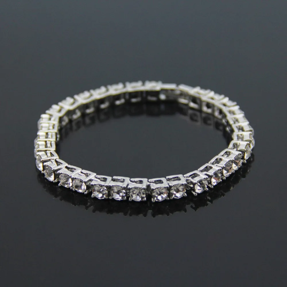 Серебряный/золотой/черный Iced Out 1 ряд браслет для мужчин стразы цепь Bling горный хрусталь браслет для женщин