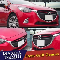 chrome front grille grill cover trim molding for mazda 2 demio 2015 2016 2017 dj dl mazda2 hatchback sedan accessories styling