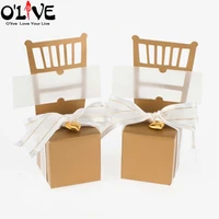 100 pcs chair place card holder gold silver candy box gift wedding bonbonniere party favors boxes chocolate dragee baby shower