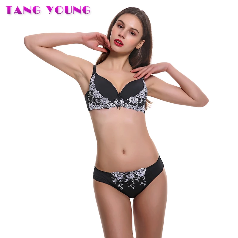 Большой размер женский сексуальный комплект с бюстгальтером кружевной вышивкой