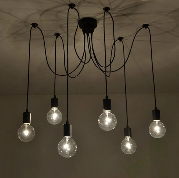

6 arm edison bulb Pendant Chandelier Modern Antique Adjustable DIY E27 Art Spider Ceiling Lamp Fixture Light