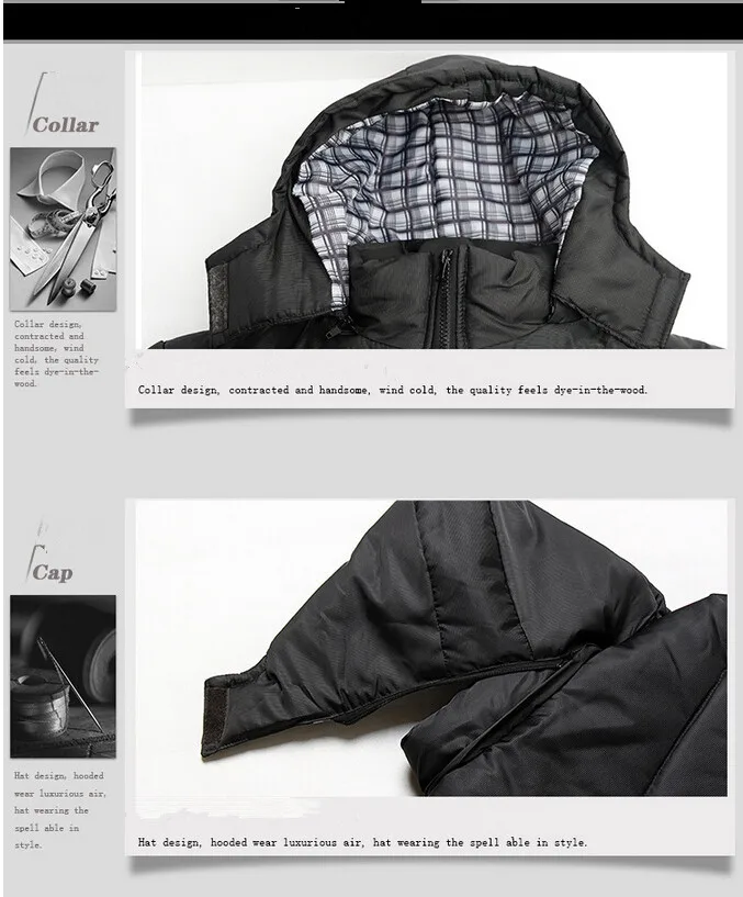 Winter Coat Men black puffer jacket warm male overcoat parka outwear cotton padded hooded coat men's jackets VC2630 | Мужская одежда