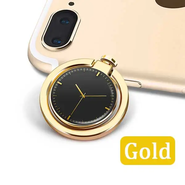 Gold Clock Универсальный держатель для телефона для iPhone X XS Max Xiaomi Redmi Note 7 металлическая подставка для мобильного телефона с кольцом на палец для huawei P20 Lite samsung - Цвет: Gold Clock