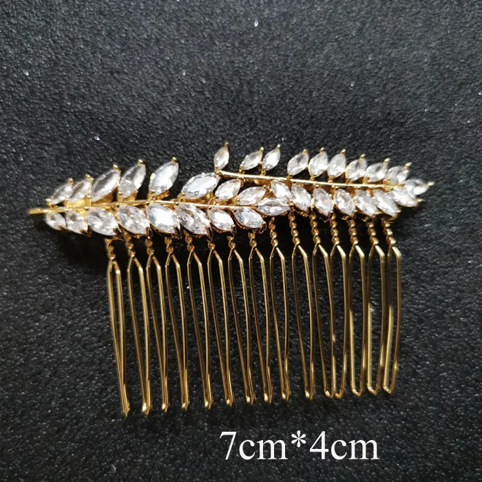 682 Gold SLBRIDAL роскошный модный Шарм Мода зубец Установка кубического циркония свадебные расческа для волос свадебные женские украшения для девочек аксессуары для волос - Окраска металла: 682 Gold
