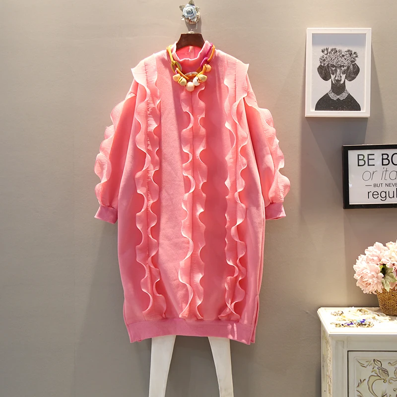 2018 Зимняя Новая Европейская мода толстовка платье Свободный Плюс Размер длинные