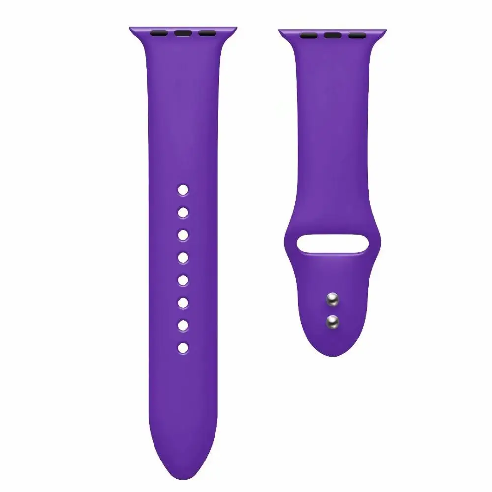Purple 10 шт./лот 22 2 цвета пряжки твердый силикон ремешок для наручных часов Apple Watch Смарт i-Watch 38/40/42/44 мм браслеты 1/2/3/4G браслет - Цвет: Purple