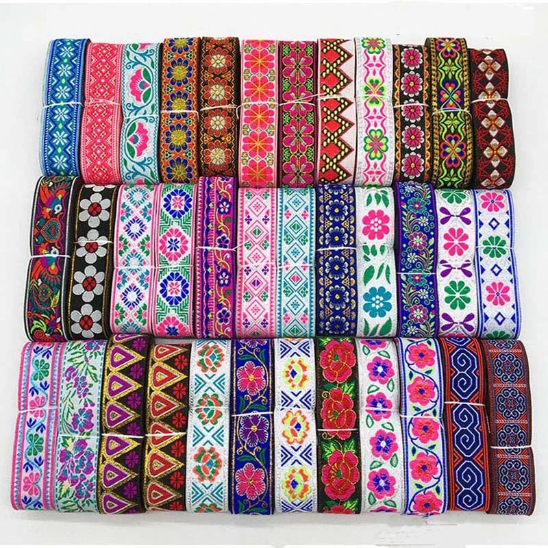 

7M/Lot Woven Jacquard Ribbon Width 3.3cm Trims Geometric Totem Pattern For Curtain And Clothing Accessory Lace Fabric HB188