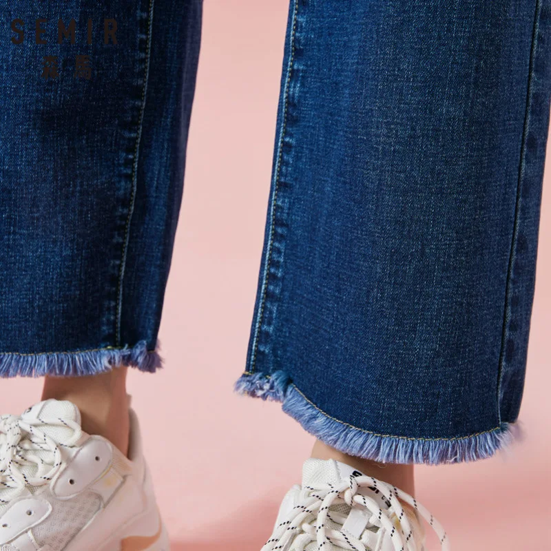 SEMIR/женские укороченные джинсы из 100% хлопка с необработанным краем женские