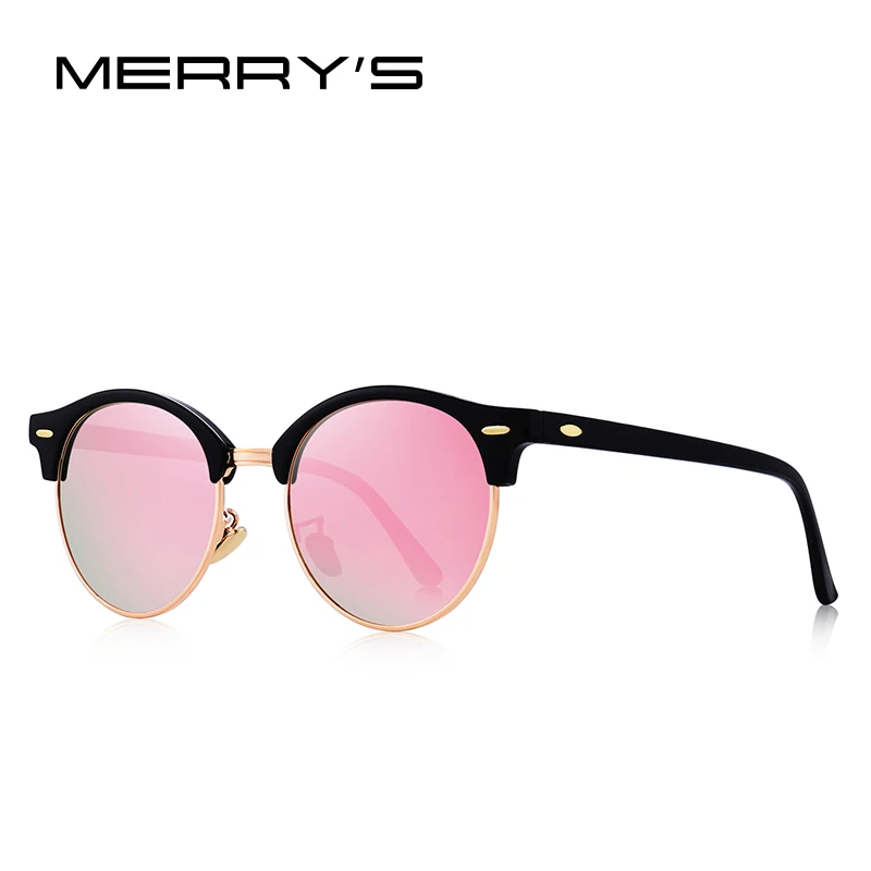C08 Rose gold Pink MERRYS DESIGN Men Women Classic Retro Rivet Polarized Sunglasses Unisex Glasses Fashion Male Eyewear UV400 Protection S8054N - Lenses Color: C08 Rose gold Pink