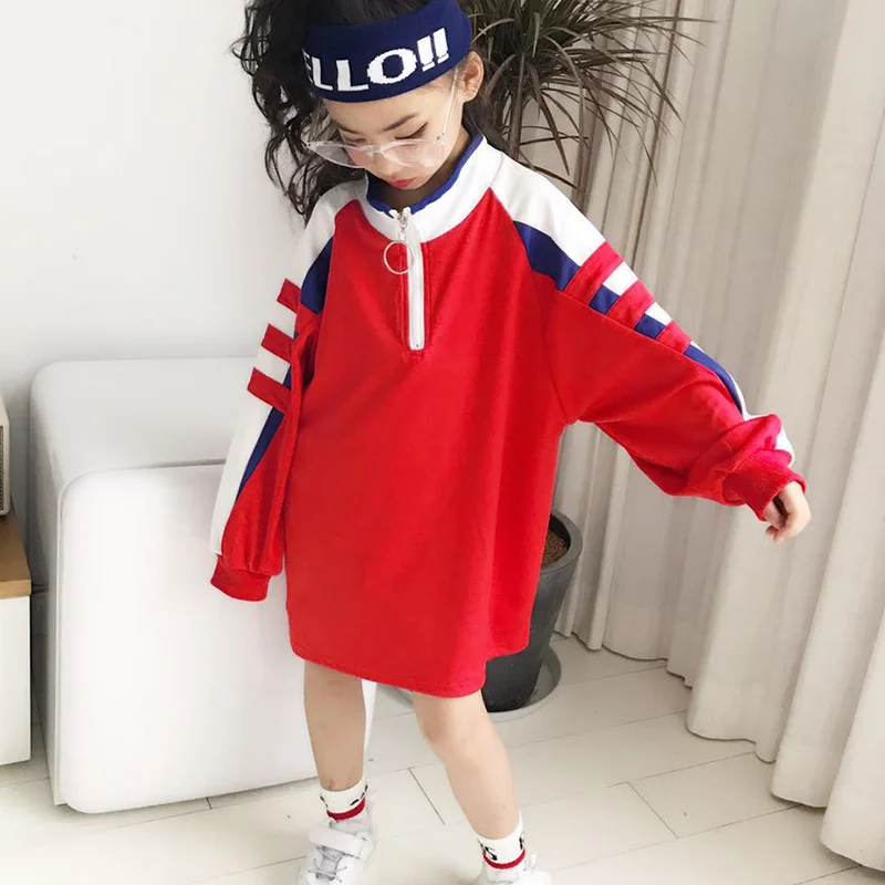 Для девочек Свитер с молнией 2018 Новинка осени для модный спортивный хит цвет
