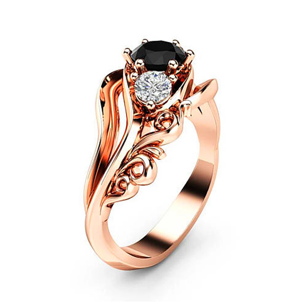 

Loredana Lady luxury flower lines black zircon ring exquisite workmanship, gorgeous embellishment charming party preferred