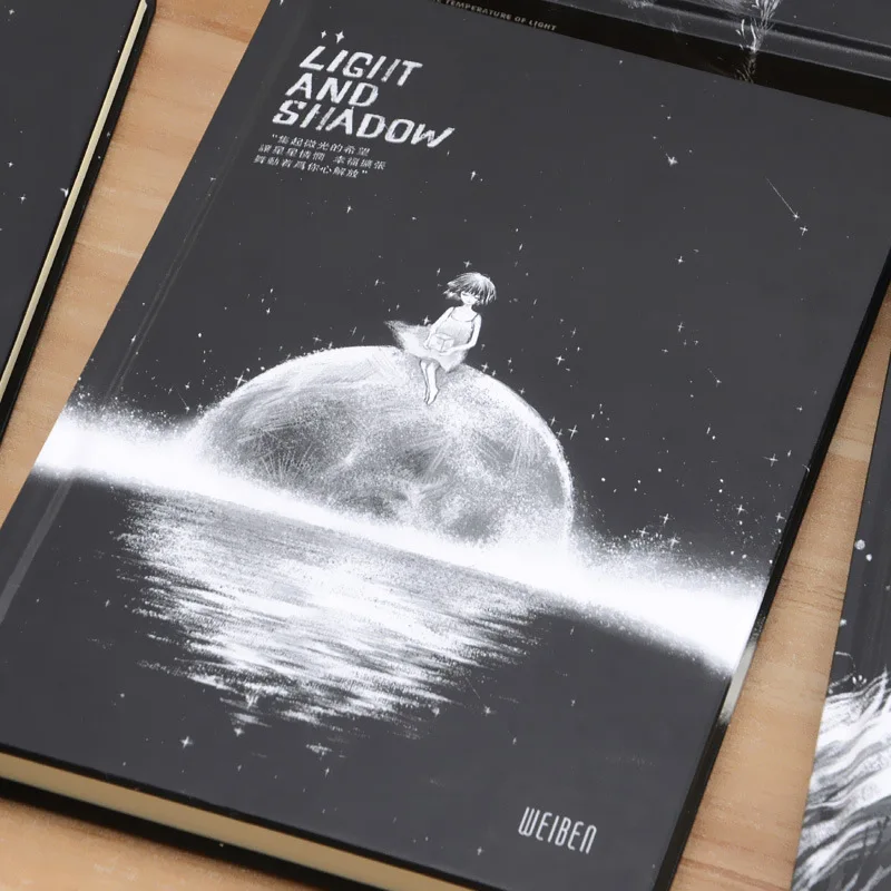 Записная книжка с изображением фазы Луны космоса планеты кавайной девушки в