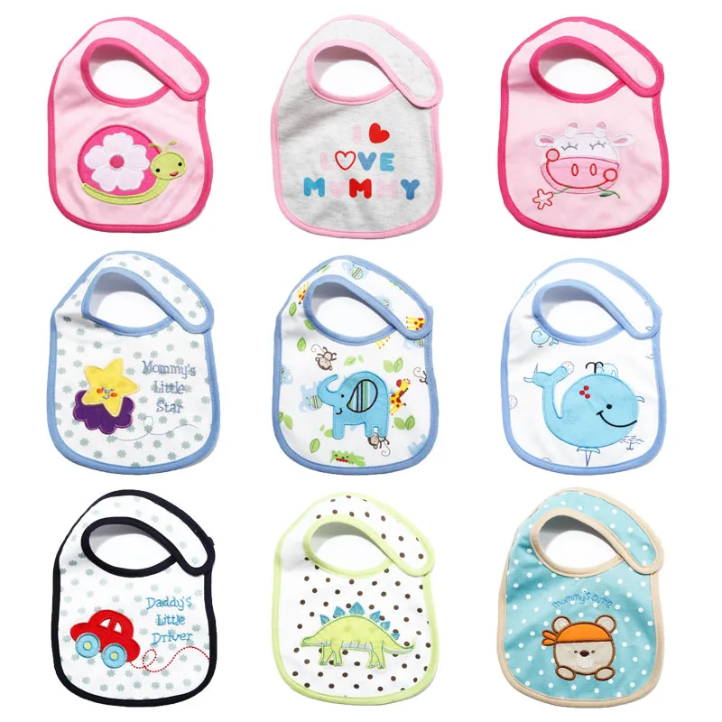 

2020 Hot Sale 5pcs/lot Bibs Lovely Cute Cartoon Pattern Toddler Baby Waterproof Saliva Towel Choosed Cotton Infant Newborn Bibs