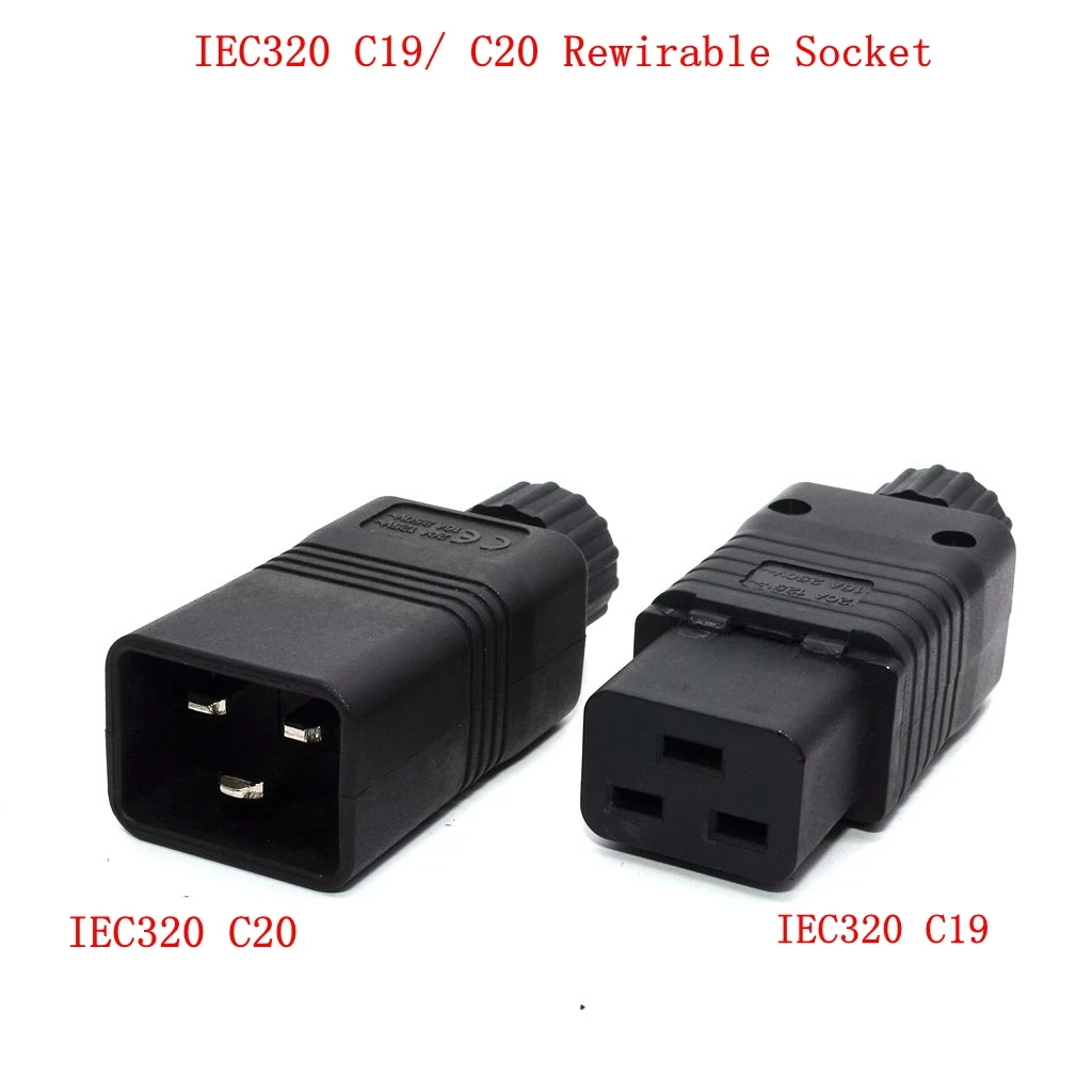 Черный 16A CE медь IEC320 C19 C20 UPS PDU мощность Rewirable разъем 3P сборка провода сосуд мужской