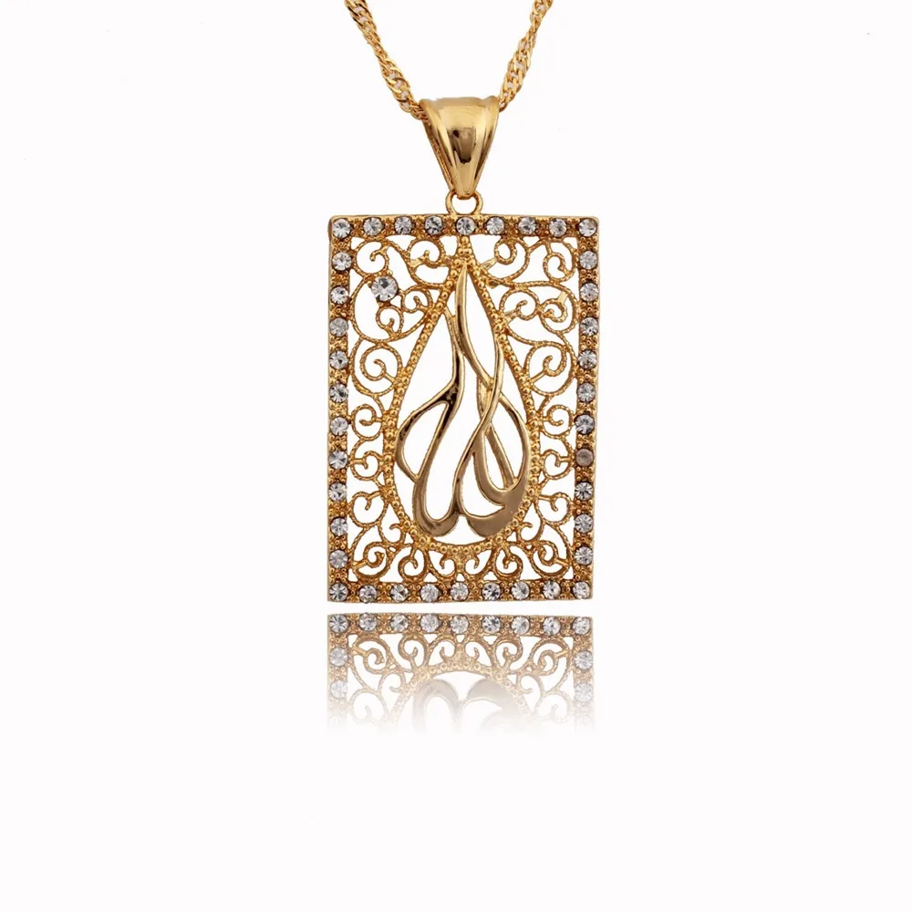 Модные украшения. Ожерелье с подвеской золотого цвета Аллах Женские аксессуары