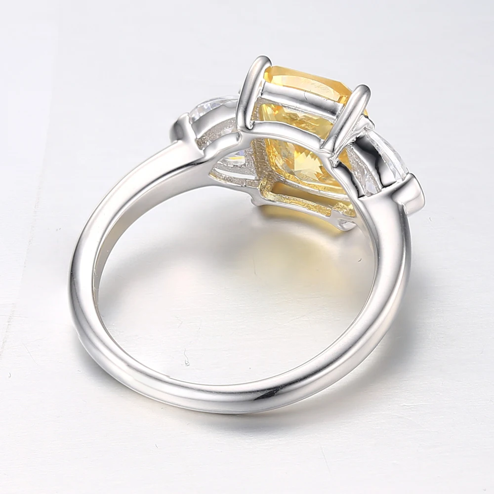 Mozume Для женщин 4ct Radiant Форма желтый CZ коктейльное кольцо стерлингового серебра 925