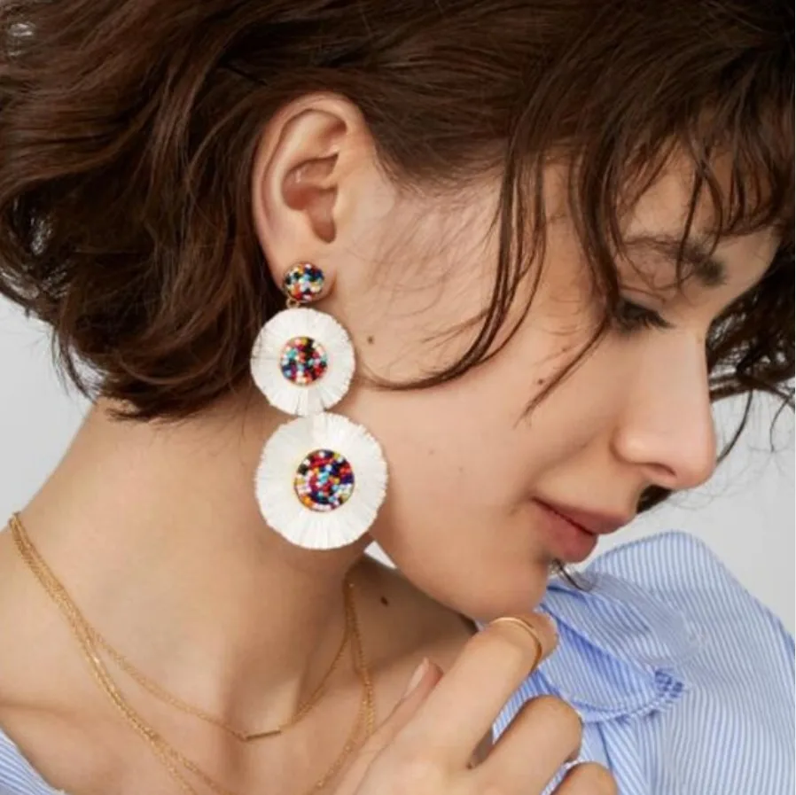 Женские серьги-подвески Junlead Длинные круглые серьги с кисточками и в стиле бохо |