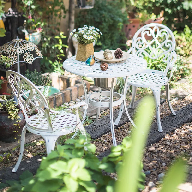 Луи модные садовые стулья три набора уличных столов литой алюминиевый кофе