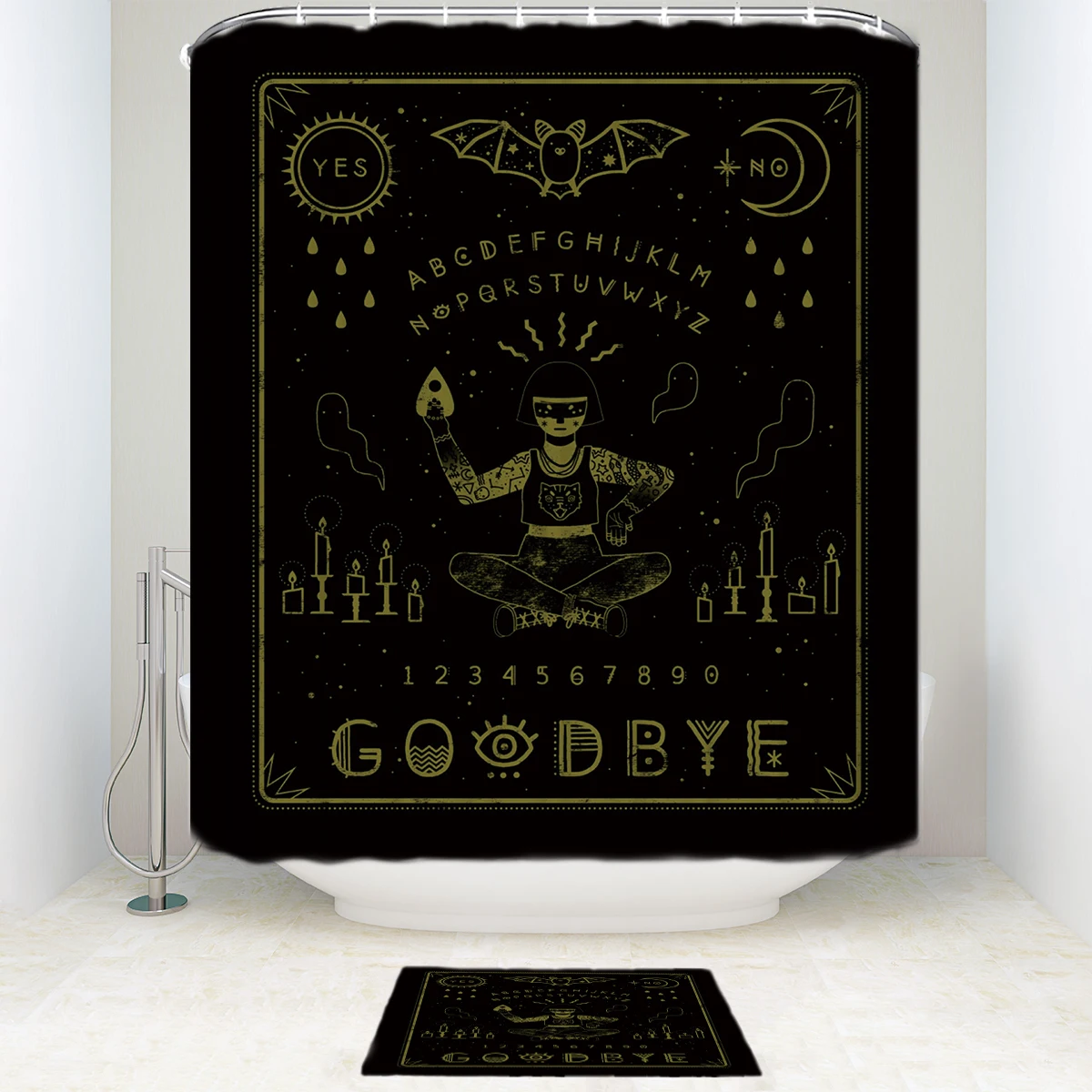 Память дома уникальный дизайн Ouija доска шаблон Водонепроницаемый Душ Занавес