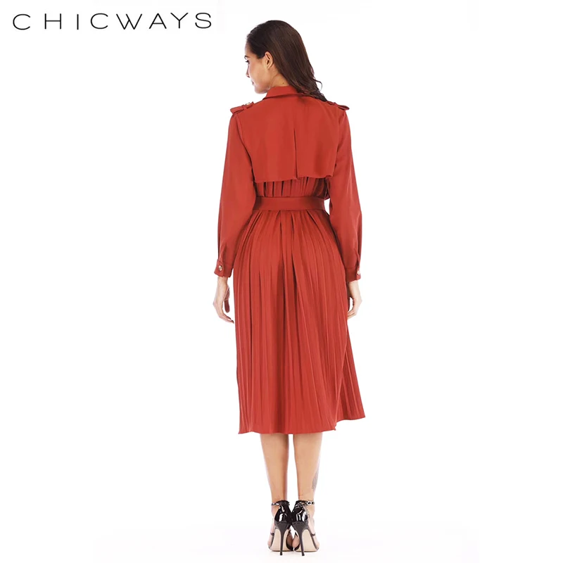 CHICWAYS 2019 шифон цветочный принт тонкий отложной воротник однобортное Платье
