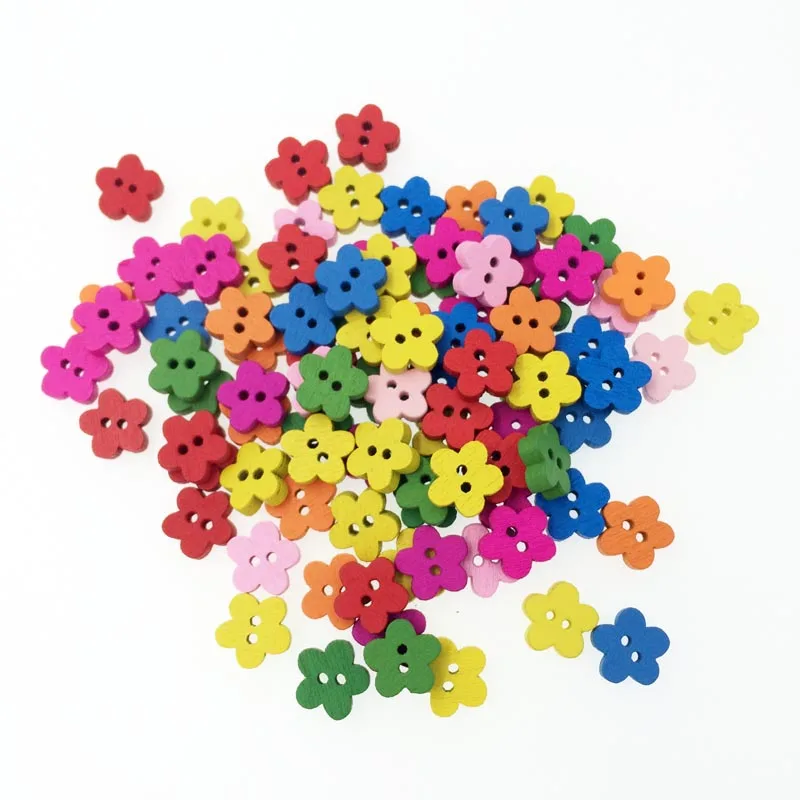 100 шт цветы разного цвета DIY деревянные кнопки для украшения одежды аксессуары