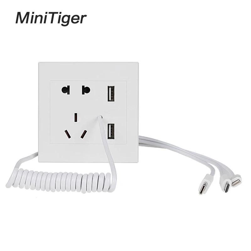 Настенная розетка Minitiger с 2 USB-портами универсальное стандартное зарядное