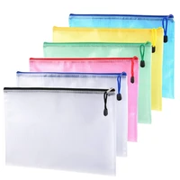 12 pieces a4 zipper files bags mesh documents plastic wallet bags for office supplies cosmetic bills storage color random