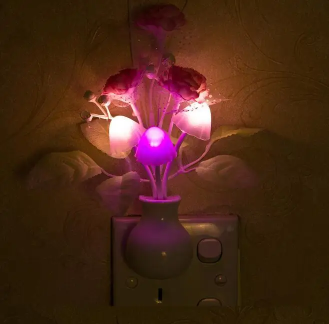 Новинка Детские Ночь Романтический Красочный Сон Датчик Цветочных Растений СВЕТОДИОДНЫЕ Лампы Night Light Гриб