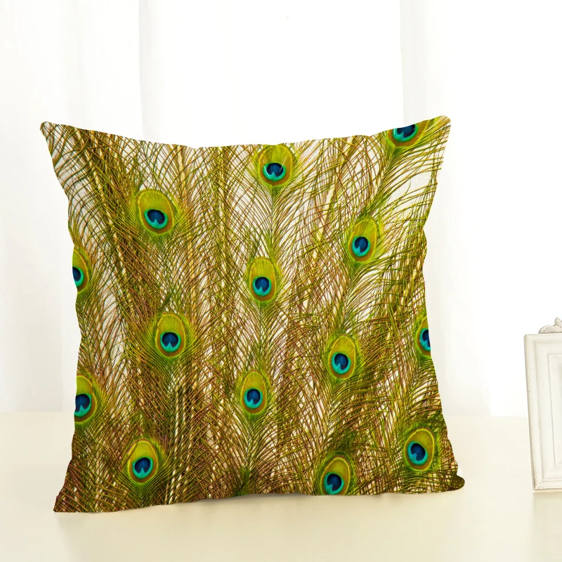 Наволочка с рисунком павлина наволочка из хлопка и льна для дивана домашний