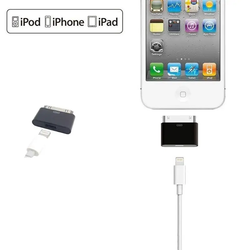 Переходник конвертер 8pin мама 30pin папа для iPhone4 4S iPad 2 3 iPod Touch 4|Переходники и