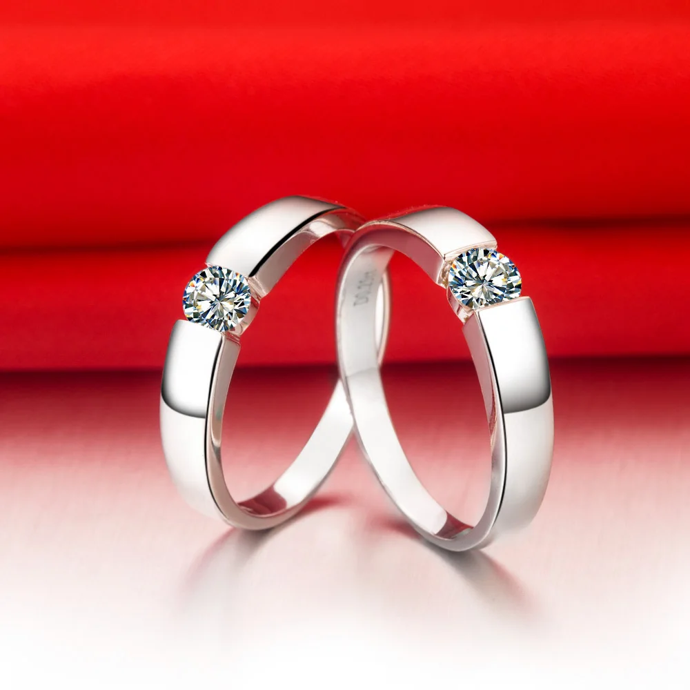 

Solid White Gold Couple Rings His and Her Jewelry Diamond Ring for Couple Moissanite Positive Couple Ring Jewelry Engagement 18K